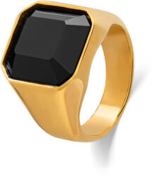 Troli Masszív aranyozott gyűrű fekete kristállyal 70 mm