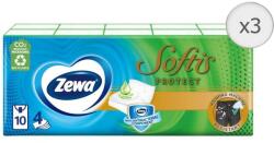Zewa 3x Zewa Softis Protect illatosított papír zsebkendő 4 rétegű 10 x 9 db (3x 7322540868524)