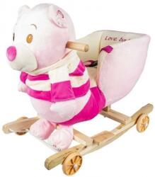 Balansoar din plus pentru bebelusi, cu rotile, model Ursulet roz, 55 cm RB30792