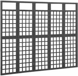 vidaXL Fekete 5 paneles tömör fenyőfa térelválasztó/lugasrács 201, 5x180cm (316484)