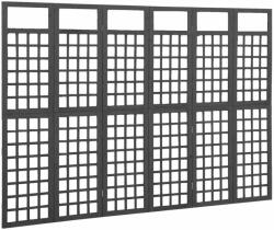 vidaXL Fekete 6 paneles tömör fenyőfa térelválasztó/lugasrács 242, 5x180cm (316485)