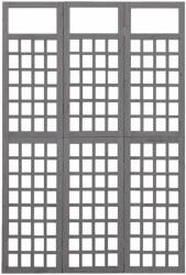 vidaXL Szürke 3 paneles tömör fenyőfa térelválasztó/lugasrács 121x180cm (316486)