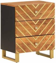 vidaXL Mangófa Éjjeliszekrény - Chevron Mintás - 3 Fiók - 50x33x60 cm (356792)