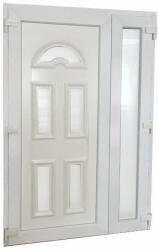  Temze Kétszárnyas bejárati ajtó, 138x208 cm, 5 üveges, műanyag, fehér (pepita-3263077)
