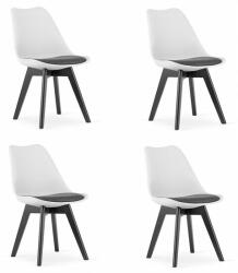 ARTOOL Set 4 scaune bucatarie/living, Artool, Mark, PP, lemn, alb si negru, perna neagra, 49x43x82 cm (3338_1S)
