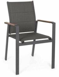 Bizzotto Bizotto antrazit színű karfás rakásolható szék aluminium kerettel (577203)