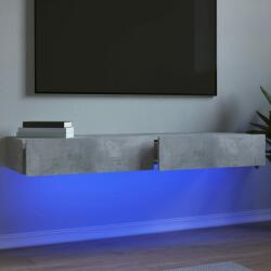 vidaXL 2 db betonszürke TV-szekrény LED-lámpákkal 60x35x15, 5 cm (842893) - vidaxl