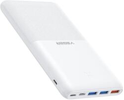 VEGER Külső akkumulátor, 20000 mAh, 20W, Okostelefonhoz és TabletPC-hez, 3 x USB aljzat, 1 x USB Type-C aljzat, LED-es, gyorstöltés, Veger S22 Ultra Slim, fehér (129450) (129450)