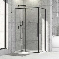 Diplon 120x80 cm fekete keretes tolóajtós aszimmetrikus zuhanykabin, 6 mm edzett víztiszta üveggel, 195 cm magas (BR6612CA-80120)
