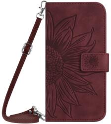 ART SUN FLOWER Husa portofel cu curea Motorola Moto G14 burgundy