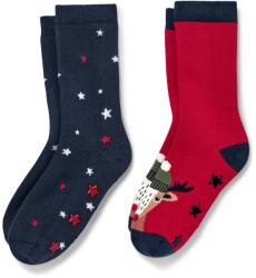 Tchibo 2 pár kisgyerek csúszásgátlós zokni, rénszarvas mintával 1 pár piros belekötött rénszarvas mintával, 1 pár sötétkék, belekötött csillagmintával 27-30