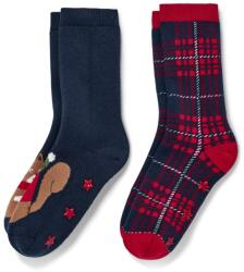 Tchibo 2 pár kisgyerek csúszásgátlós zokni, mókus mintával 1 pár sötétkék belekötött mókusmintával, 1 pár piros-sötétkék kockás 31-34
