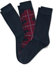 Tchibo 3 pár zokni, kockás/ kék 2x sötétkék, 1x kék-bordó-krémszínű kockás 44-46