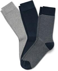 Tchibo 3 pár zokni, kék/ szürke 1x melírozott világosszürke, 1x sötétkék, 1x sötétkék-világosszürke csíkos 44-46