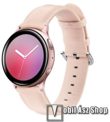 Valódi bőr okosóra szíj - RÓZSASZÍN - 75mm + 119mm hosszú, 20mm széles, max 220mm-es csuklóra - SAMSUNG Galaxy Watch 42mm / Xiaomi Amazfit GTS / SAMSUNG Gear S2 / HUAWEI Watch GT 2 42mm / Galaxy Watch