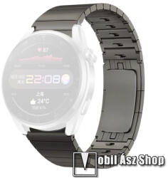 Fém okosóra szíj - SZÜRKE - rozsdamentes acél, gyorskioldós csatos, 185mm hosszú, 22mm széles - SAMSUNG Galaxy Watch 46mm / Watch GT2 46mm / Watch GT 2e / Galaxy Watch3 45mm / Honor MagicWatch 2 46mm