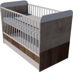  Ákos Trio baba kiságy 140×70 cm - Sötét sonoma/fehér/desmond (ezüst tölgy)