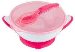  BabyOno tapadós fedeles tányér kanállal - rózsaszín - babastar