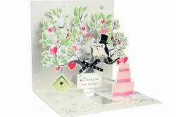  Popshots képeslap, négyzet, Wedding tree/esküvői madár pár (PS1150)
