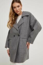 ANSWEAR gyapjú kabát szürke, átmeneti, kétsoros gombolású - szürke M/L