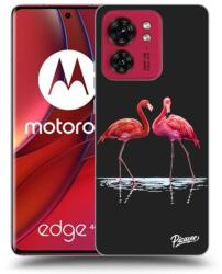 Picasee Husă neagră din silicon pentru Motorola Edge 40 - Flamingos couple