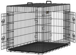 FEANDREA Kutyaketrec, kutyabox két ajtóval, fekete 122x74x80cm (PPD48H)