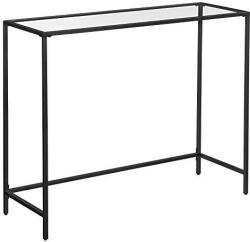 VASAGLE Konzolasztal polcokkal edzett üveglappal, fekete 100x35x80cm (LGT026B01)