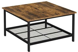 VASAGLE Négyzet alakú dohányzóasztal, rusztikus barna 80x80x45cm (LCT065B01)