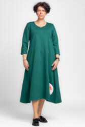 Pierino Rochie lunga A-line din jerseu punto milano verde cu aplicatie flori Talie unica
