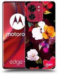 Picasee Husă neagră din silicon pentru Motorola Edge 40 - Flowers and Berries