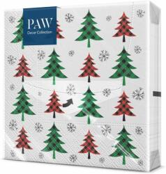 PAW Karácsonyi papírszalvéta 33x33 cm 3 rétegű Christmas Tree Check piros, zöld 20 db/csomag
