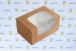 Szidibox Karton Papírdoboz barna kraft ablakkal 16, 5x11x8cm, ételcsomagolás P4396 (SZID-01420)