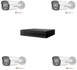 Hikvision HiWatch Kit 4 camere IP bullet full color lumina 30m, rezolutie 1080p, IP67 si NVR 4 canale (kit_4xDS-2CD1027G0-L+HWN-2104MH)
