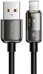 Mcdodo Cablu pentru incarcare si transfer date Mcdodo CA-3140, USB/Lightning, 12W, 3A, 1.2m, Indicator LED, Negru (CA-3140)
