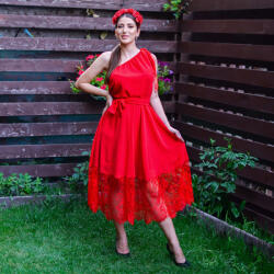 Ie traditionala Rochie Midi Rosie Patria