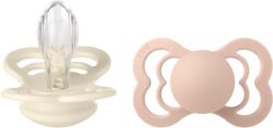 BIBS - Set 2 suzete Supreme Silicon, tetina simetrica, 6 luni +-Ivory/Blush