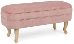 Bizzotto Bancuta cu spatiu depozitare picioare lemn natur si tapiterie stofa roz Chenille 102 cm x 41 cm x 49 h (0748241)