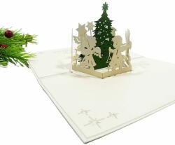 Kiriori Поздравителна картичка Kiriori Pop-up - Елха с ангелчета (CSWCH179PAEN)