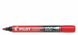 Pilot Set 12 markere permanente Pilot P100 diverse culori 2-4.5 mm varf rotund rosu (PSCA-100-R-P)