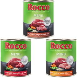 Rocco Rocco Menue óriáscsomag 24 x 800 g - Vegyes csomag 3 fajtával: marha, marha & szárnyas, marha & bárány