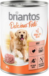 Briantos 24x400g Briantos Delicious Paté Pulyka nedves kutyatáp 20+4 ingyen akcióban
