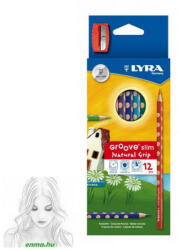 LYRA Slim Színes Ceruza Készlet, 12 Db-Os, Háromszögletű, Csúszásgátlós + Hegyező (4084900202401)