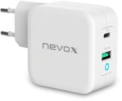 Nevox Incarcator Retea USB Nevox DualPort, 1 X USB - 1 X USB Type-C, 65W, Quick Charge - Power Delivery, Alb (ad/USB/Nev/TypC/a/bl-or)