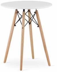 Skandináv stílusú asztal, , kerek, MDF és fa, fehér, 60x72 cm, 60 (MCTART-3366)