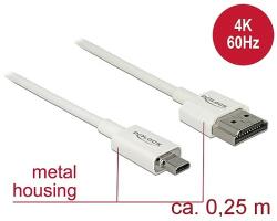 Delock Kábel Nagysebességű HDMI Ethernettel - HDMI-A-csatlakozódugó > HDMI Micro-D-csatlakozódugó, 3 (85147)