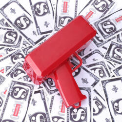 Money gun - piros színű elektromos pénzkilövő pisztoly 100 db ját (132420)