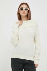 Benetton pulover de lana femei, culoarea bej, light, cu guler 9BYX-SWD0MS_01X