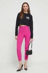 Moschino Jeans pantaloni femei, culoarea roz, drept, high waist 9BYX-SPD0RL_43X
