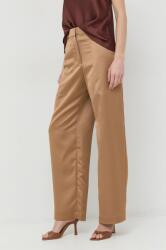 Boss pantaloni femei, culoarea bej, lat, high waist PPYX-SPD029_08X