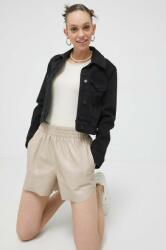 Abercrombie & Fitch pantaloni scurti femei, culoarea bej, neted, high waist PPYX-SZD04P_80X